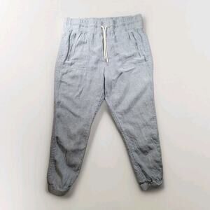 Athleta Womens 14 Linen Jogger Pants Cabo Blue Drawstring